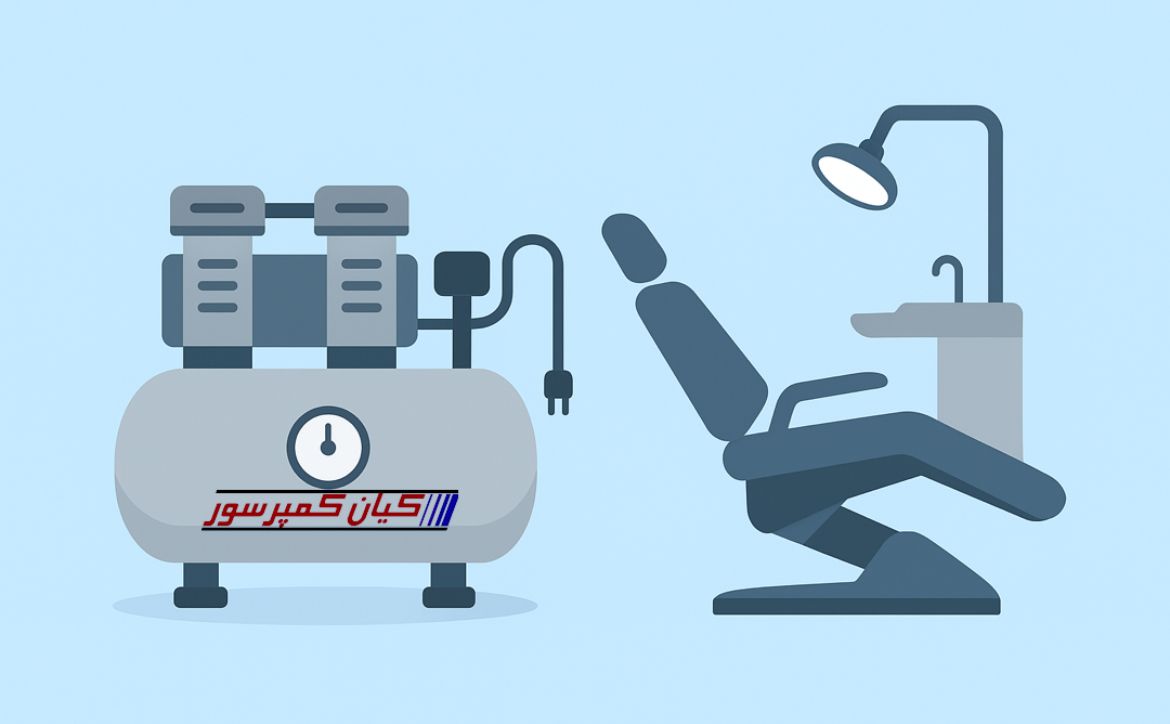 کمپرسور دندانپزشکی خوابیده یا ایستاده؟ انتخاب حرفه‌ای برای مطب‌های مدرن | کیان کمپرسور