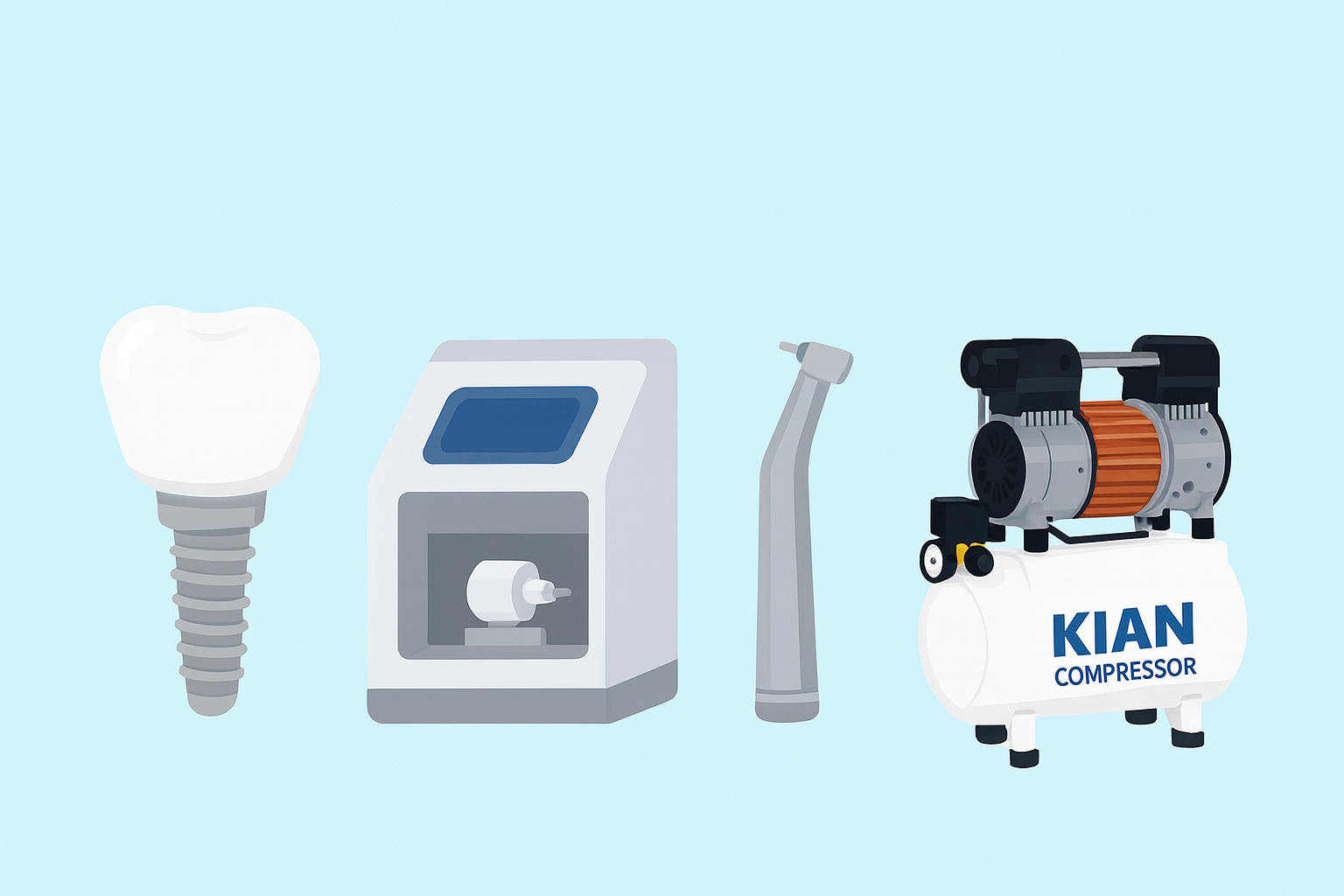 تأثیر کمپرسور دندانپزشکی بر کیفیت ایمپلنت، تراش و توربین