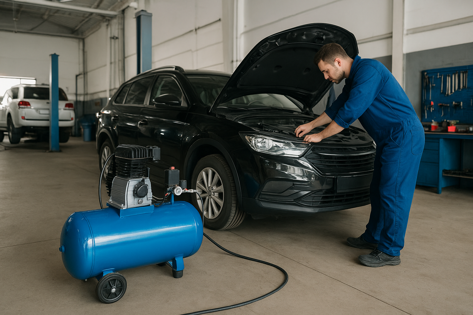 کاربرد کمپرسور باد در تعمیرگاه خودرو